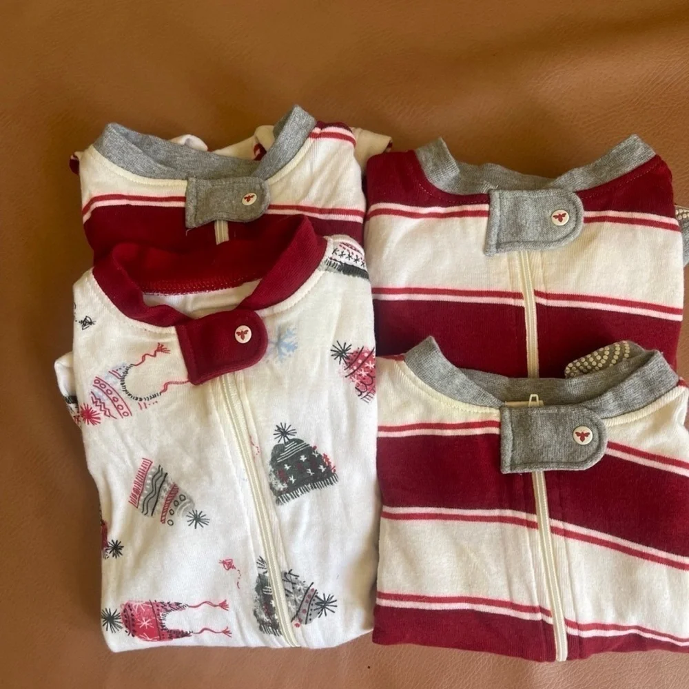 Bundle of 4 burts bees baby Christmas pajama